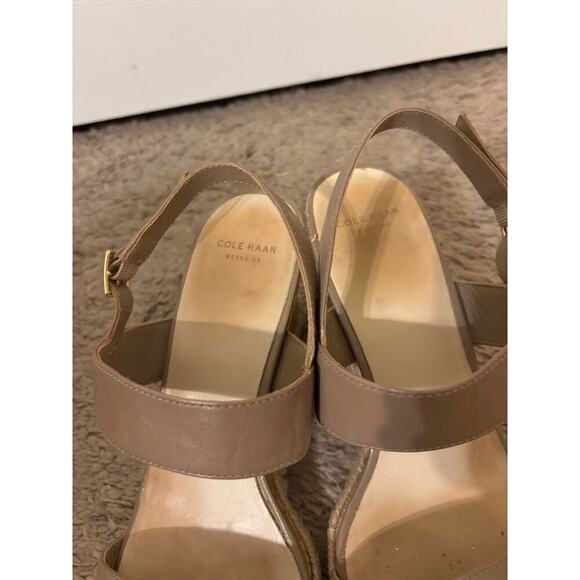 Cole haan leather wedge sandal tan brown buckle sz 9 - Picture 6 of 9